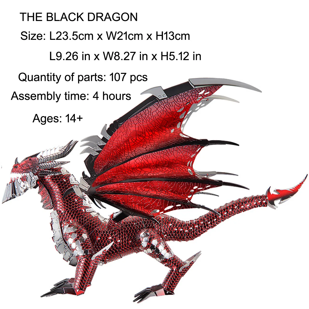 Black Dragon King model 3D Metal Puzzle model DIY Laser Cut Jigsaw Model For Adult  Educational Toys Desktop decoration