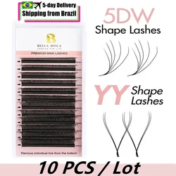 10PCS 5D W Fake Eyelashes Extension 5D-W Shaped Lashes 8-14MM 5DW Lashes YY Shape Lashes Thick 0.07mm Premade Volume Fans Lash