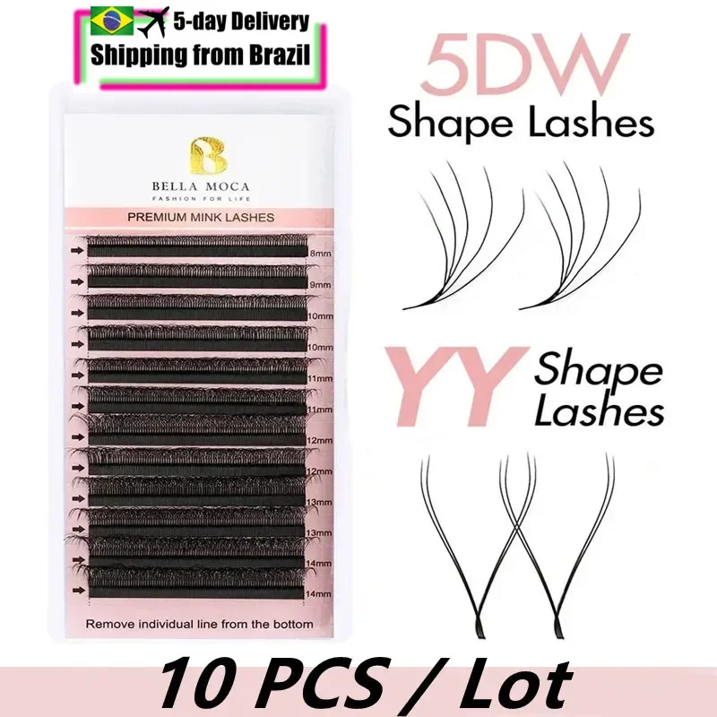 10PCS 5D W Fake Eyelashes Extension 5D-W Shaped Lashes 8-14MM 5DW Lashes YY Shape Lashes Thick 0.07mm Premade Volume Fans Lash