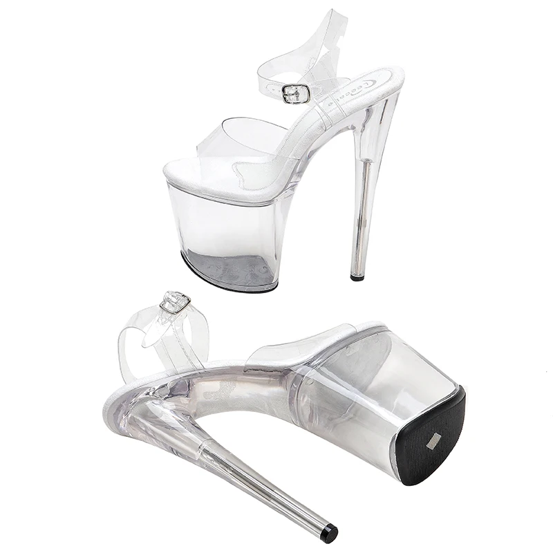 Leecabe 8Inch/20cm Clear Platform sandals colorful PVC upper Sandals party Transparent High Heels Shoes Pole Dancing Shoes 1L