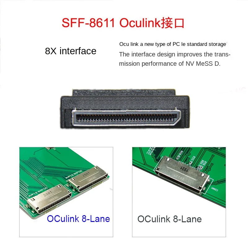 Oculink 8x SFF-8611 Ke 8611 8X80P Hard Disk SSD Solid State PCI-E Kabel Data untuk Nvme HDB Mendukung PCI Express 4.0