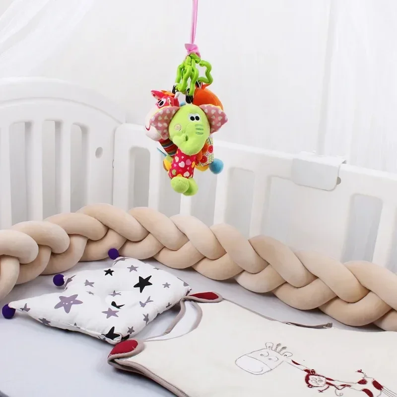 

1-4M Baby Bed Bumper For Cribs Boy Girl Baby Bedside Protector Knotted Braided Pillow Cot Room Decor