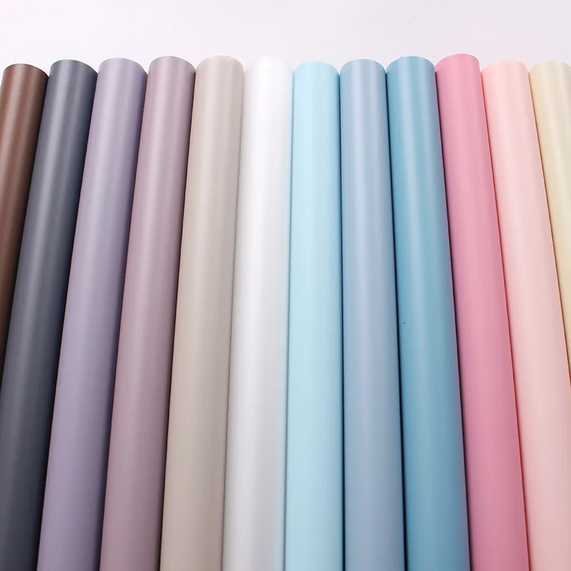 20 sheets 58x58cm Solid Color Matte Paper Waterproof OPP Material Florist Gift Flower Wrapping Paper for Wedding Deco