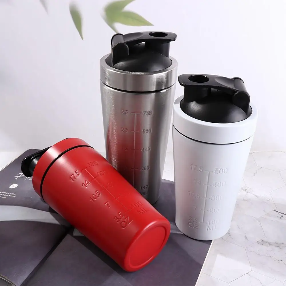 

304 Stainless Steel Whey Shakes Cup with Scale Leak Proof Protein Powder Bottle Temperature High Resistant Portable