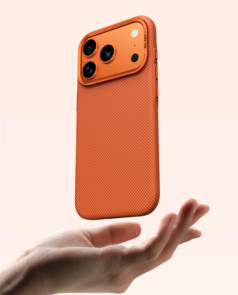 Magnetische Matte Handyhülle aus Legierung mit Einfarbigem Glas für iPhone 17 18 Pro Max 16 Pro, Carbonfaser-Textur, Kabellose Ladung, Rückseitenabdeckung – Detail 2