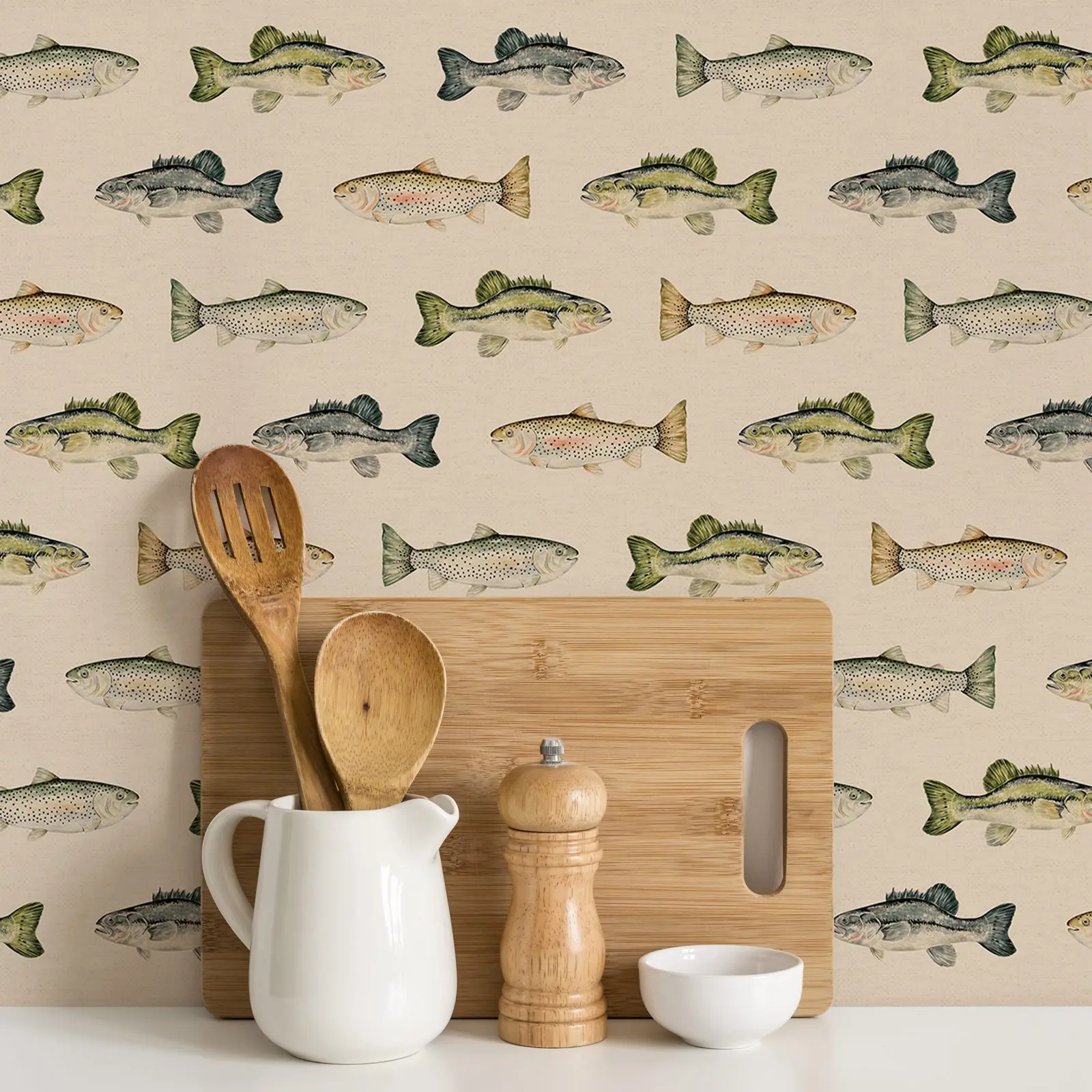 

Fly Fishing Wallpaper , Fish Fishing Salmon Cabin Trout Wall Wallpaper,Removable Peel and Stick Wallpaper Room Decoration