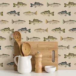 Fly Fishing  Wallpaper , Fish Fishing Salmon Cabin Trout Wall Wallpaper,Removable Peel and Stick Wallpaper  Room Decoration