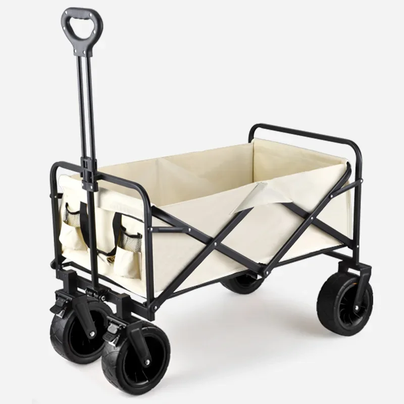 

Lightweight stainless steel 4 wheel folding cart mini garden beach camper with 3 inch wheels