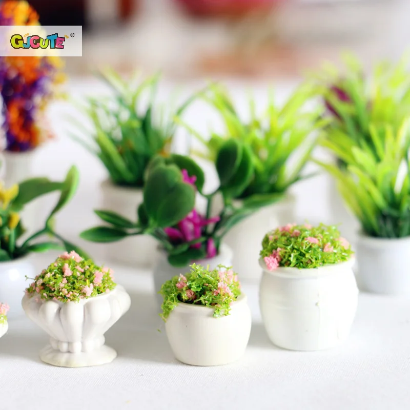 5Pcs Dollhouse Mini Flowerpot Model For Doll House Decoration Miniature Accessories Simulation Furniture Flower Pot Decoration