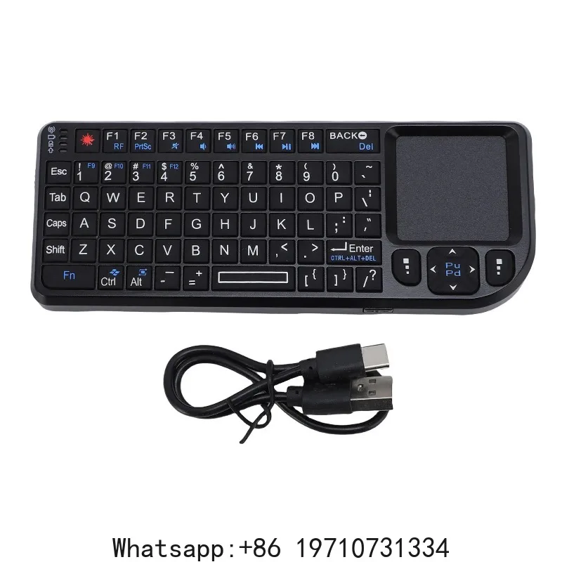 USB Rechargeable Touchpad Keyboard Small 2.4GHz Wireless USB Rechargeable Portable Thin Touch Keyboard with Backlit