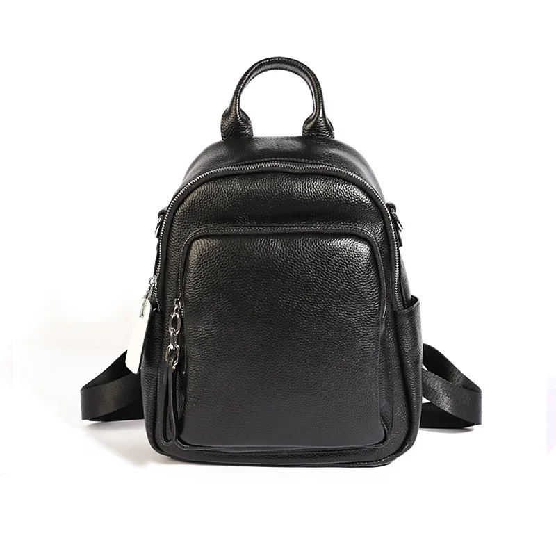 Leather backpack women's new simple fashion solid color fashion Korean backpack versatile