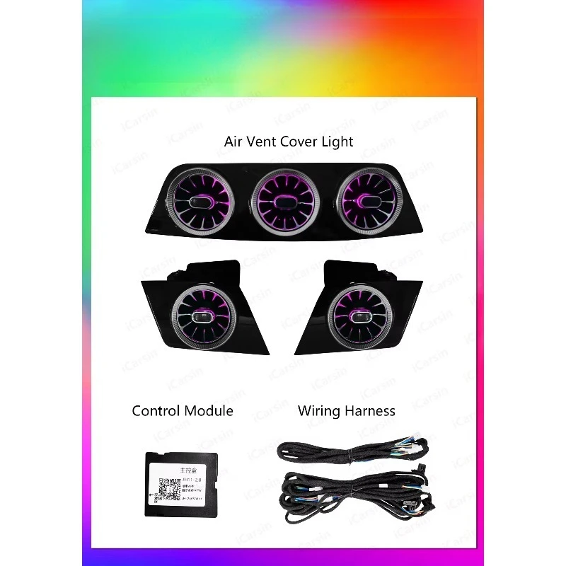 W207 E Coupe Front Air Vent RGB Lamp, 64 Color Symphony Interior Ambient Light Fit 2009-2016 Two Door Car Refit Kits