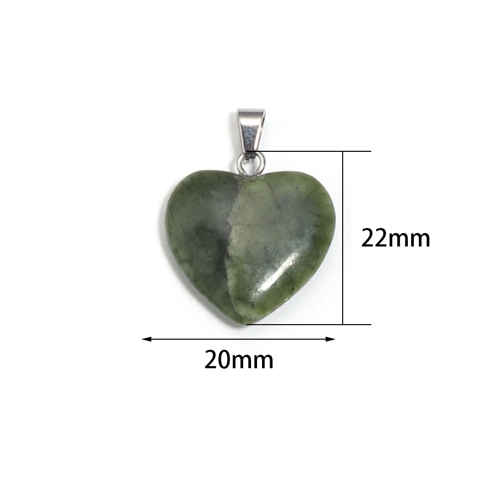 22X20mm Natural Stone Pendants Mix Color Heart Shape Charms Pendants Amethyst Opal Necklace Pendant For DIY Making Jewelry