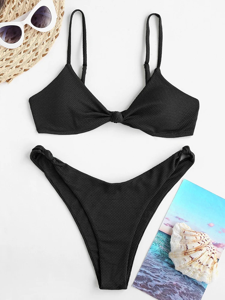 Sujetador Bikini con acolchado para mujer, traje de baño de dos piezas con realce, unicolor, 2024