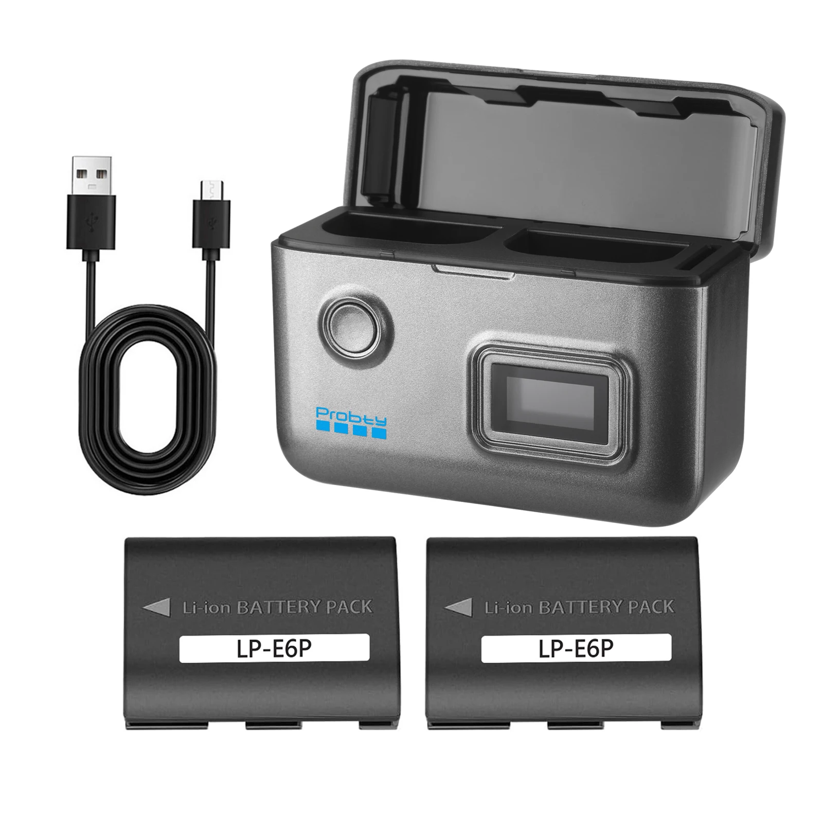 2400mAh LP-E6P LP E6P LP-E6NH Battery and Smart Digital Fast LCD Charger for Canon EOS R5 Mark II R5 R6 R7 R EOS 5DS R 7D 80D