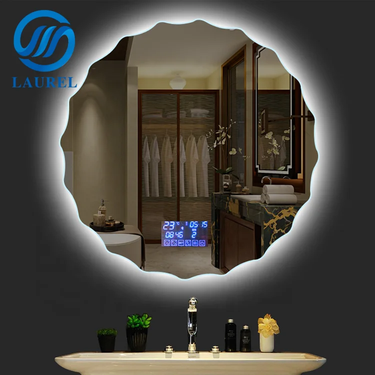 Vanity Touch Sensor Switch Backlit Frameless Digital Light up Bathroom Mirror for Hotel
