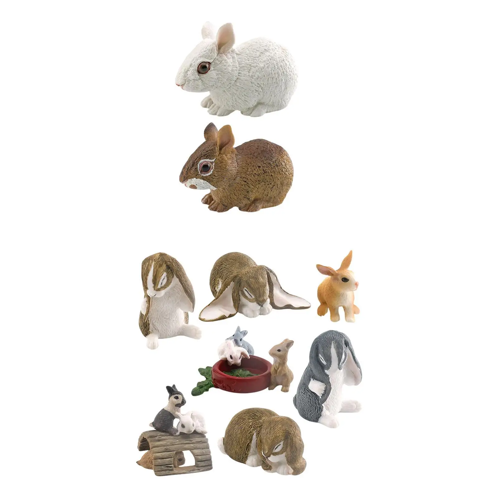 Simulation Animal Models Flower Pot Decor Bunny Figurine for Boys Girls Kids