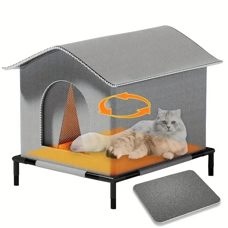 Outdoor High Quality Winter Cloth Cat House with Stand - Insulated Shelter with Aluminum Foil Lining Snow & Wind Protection Hot