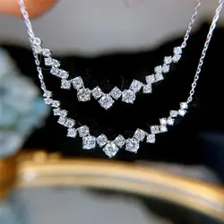 925 Stamp Fashion New Arrival 1 Carat Small Diamond Pendant Necklace Female Shiny Crystal Clavicle Chain Jewelry Party Gift