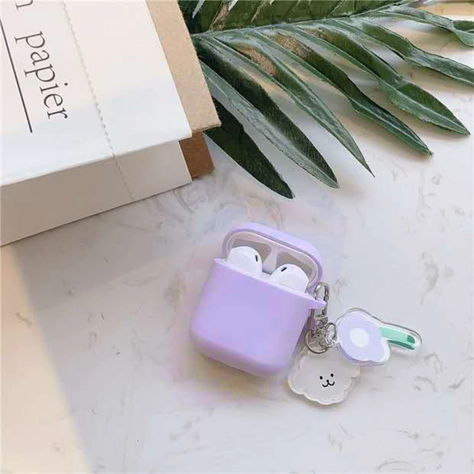 キーホルダー付きデラックスシリコンヘッドセット,Airpods 4, Airpod Pro 2,かわいいクマ,花,3用ケース