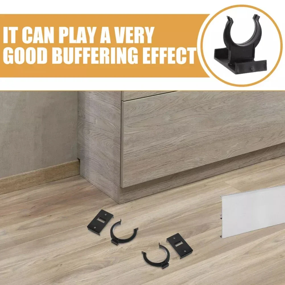 8 Pcs Cabinet Foot Buckle Black Kitchen Board Plinth Clips Fixture Kick Skirting Trims Plastic Leg Furniture Levelers