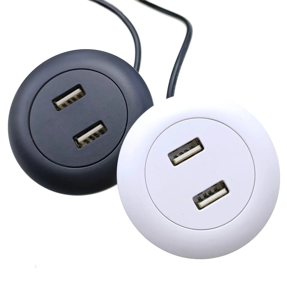 USB+Type-C Multi Port Desktop Embedded Charging Connector 5V 2A/3A For Mobile Phone USB Desk Data Line Splitter Charging Socket