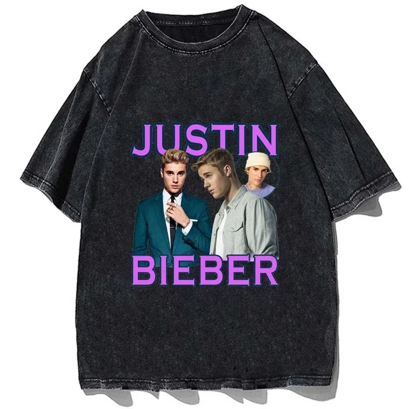 Hip Hop Rapper Justin Bieber T-shirt Fashion Cotton Oversize Shirt Summer Men Women Casual Short Sleeve Tees Tops Streetswear