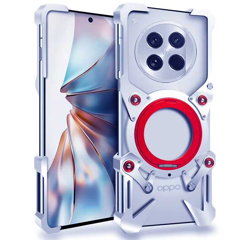 

Zimon Luxury Armor Metal Aluminum Phone Bumper For Oppo Find X9 X8 8s X7 Pro Ultra Cover Mechanical Purely Handmade Skull Case