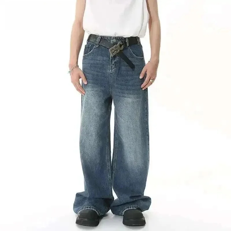 

IEFB 2025 Spring Trendy Jeans Metal Ring Design Straight Leg Casual Pants for Men Youthful Vitali Sle Eighteen Length