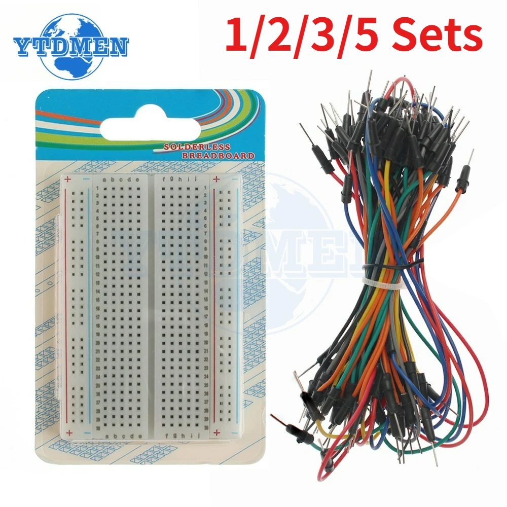 1-5 Sets 400 Tie Point Breadboard Solderless PCB Boards Prototype Universal Mini Bread Board with 65pcs Jumper Wire DIY Kit