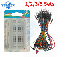 1-5 Sets 400 Tie Point Breadboard Solderless PCB Boards Prototype Universal Mini Bread Board with 65pcs Jumper Wire DIY Kit