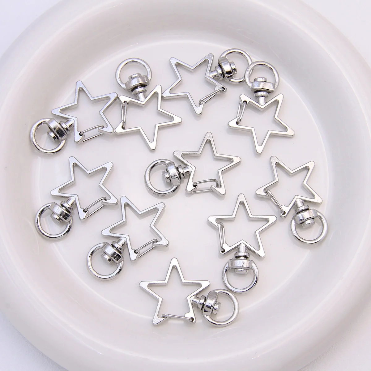 Set of 10 Metal Lobster Claw Clasps Star keyring Hook Lanyard Clip DIY Supplies Jewelry Making Keychain image 4