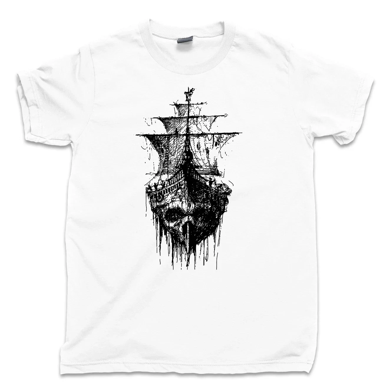 Men'S Pirate Ghost Ship T Shirt Jolly Roger Skull Crossbones T Shirt Tee Funny Cotton Women Oversized Casual Summer Streetwear