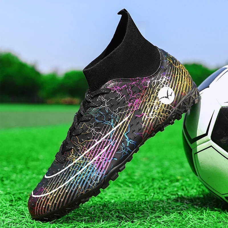 Futbol ayakkabıları Amerikan futbolu erkek yüksek top spor ayakkabı Suni çim kırık tırnaklar TF kauçuk tabanlar esnek katlanır yetişkin fo