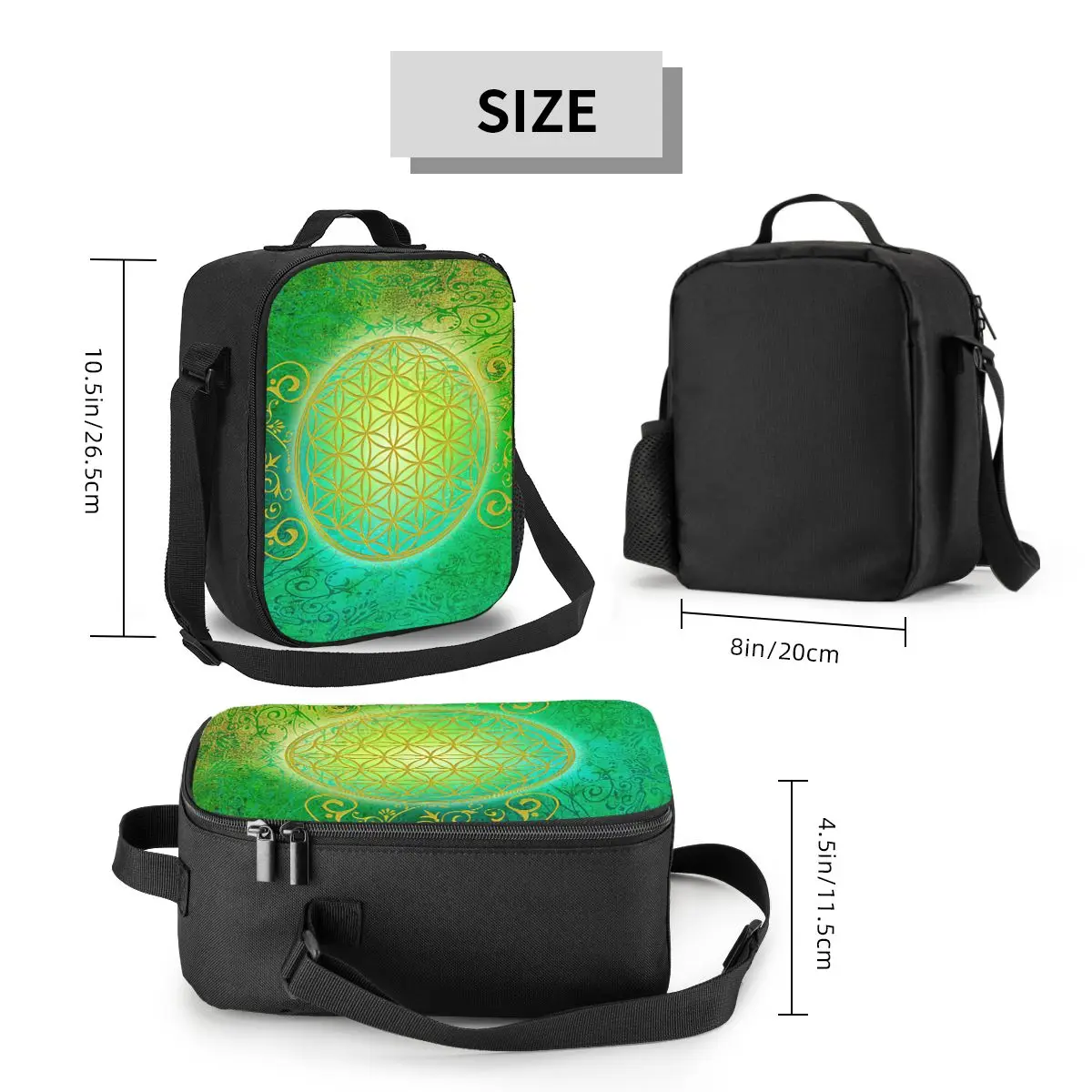 Elegante geometrische Blume des Lebens isolierte Lunch pakete für Schul büro geometrische Mandala auslaufs ichere Thermo kühler Lunchbox