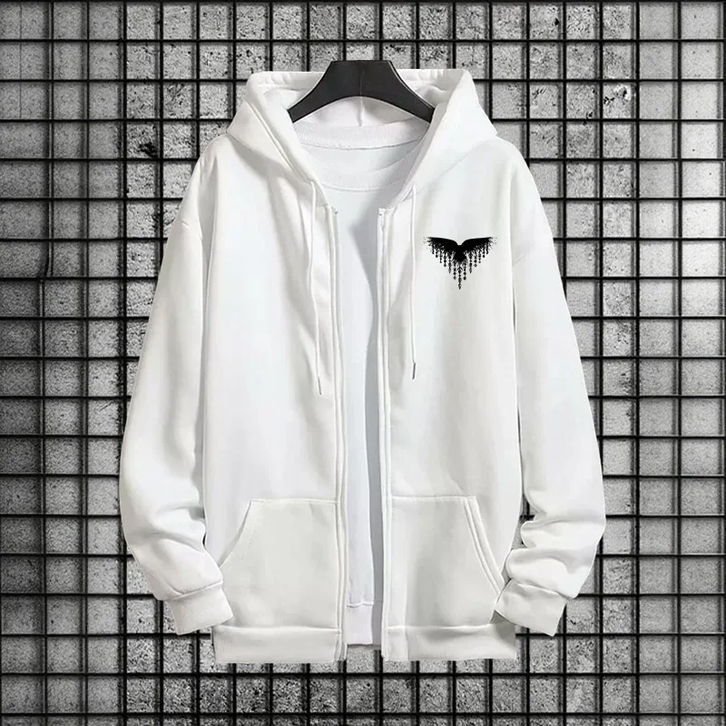 Ancient Viking Raven Print Hoodie Sweatpants Autumn Winter Daily Casual Sporty Jogger Set Urban Fashion Men's Zipper Tracksuit