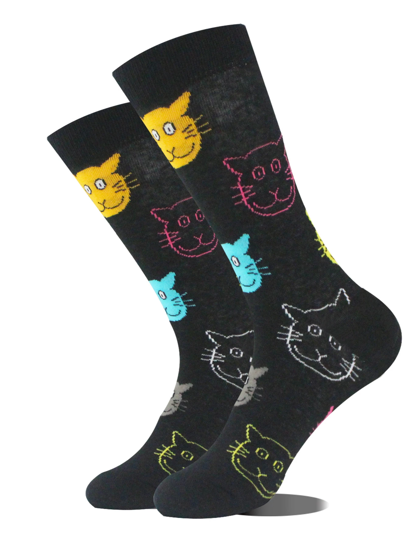 Colorful Cotton Socks Women Fashion Cute Korean Harajuku Cat Print Mid Length Women\'s Socks New Arrival Novelty Funny Socks