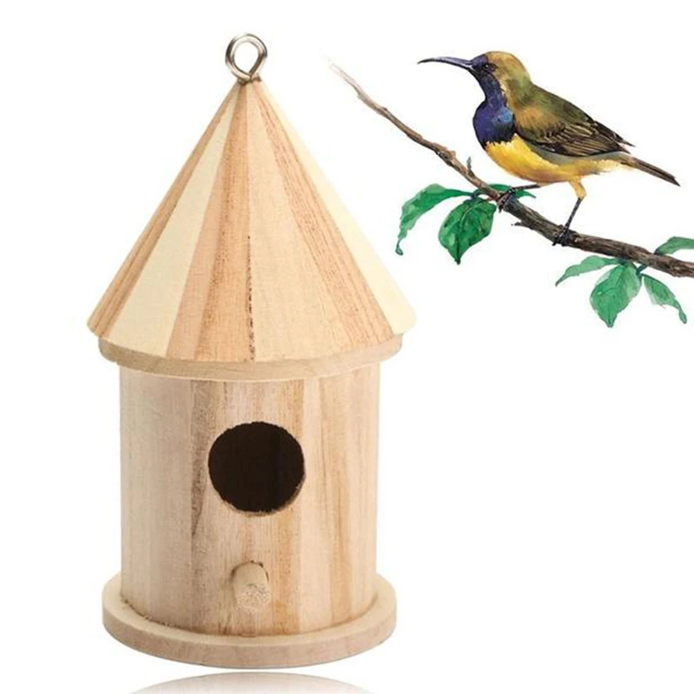 

Pine Bird House for Small Pets Nest For Parakeets Parakeets Safe Warm Natural Wood Ideal Cage Accessories
