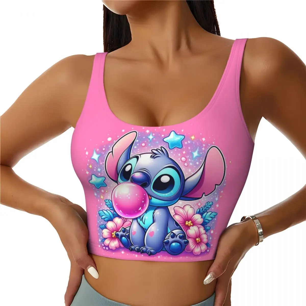 Custom Stitch Blow Bubbles Sports Bra Women's High Impact Workout Yoga Crop Top