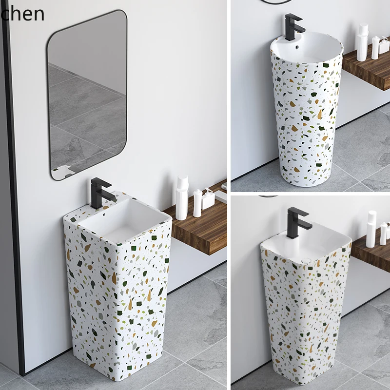 HT column basin Floor-to-ceiling wash basin Terrazzo integrated ceramic  Balcony  Personality bed and breakfast one-piece