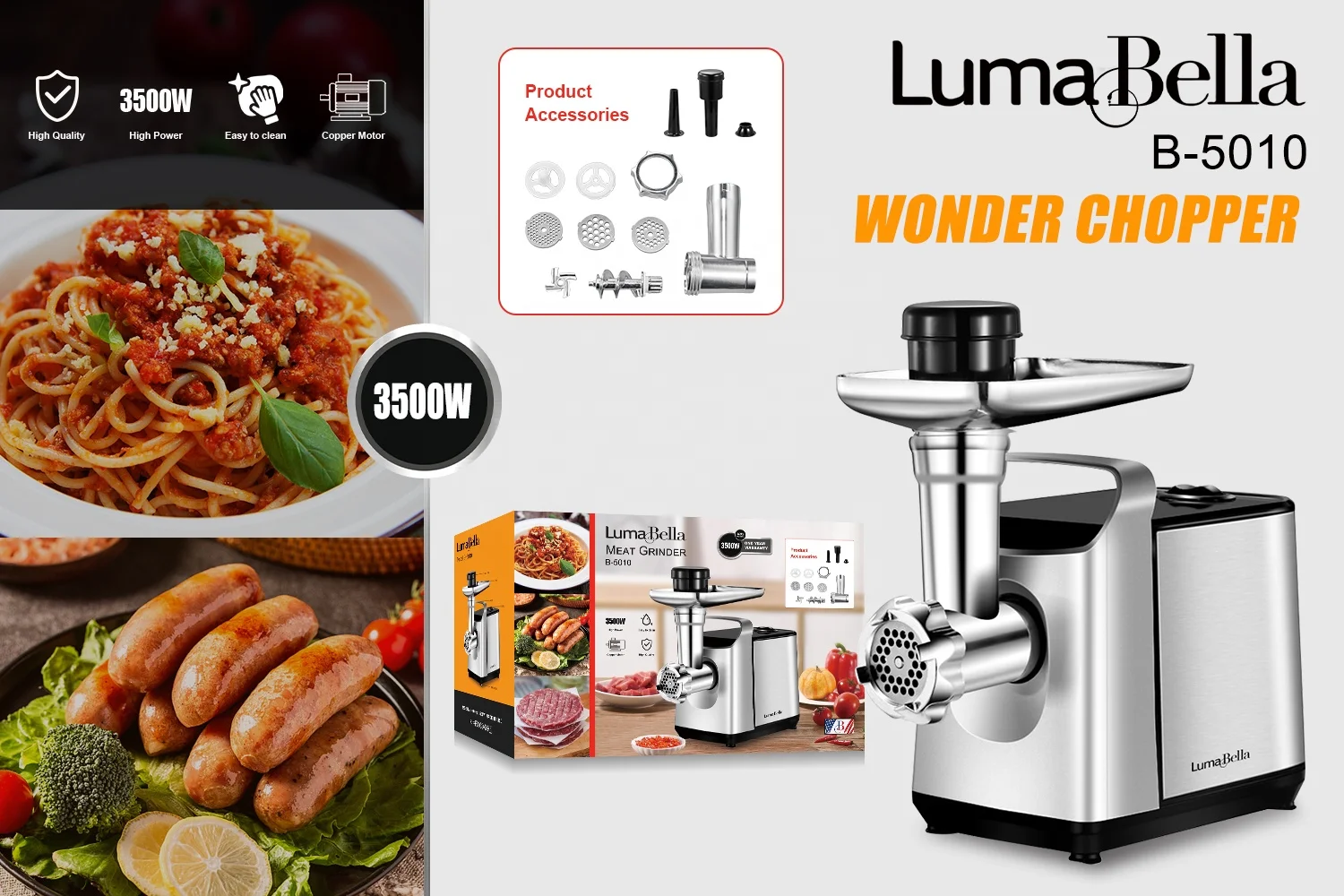 food grade  meat grinder  disassembled kitchen grinder Convenient And Safe wonder chopper B-5010