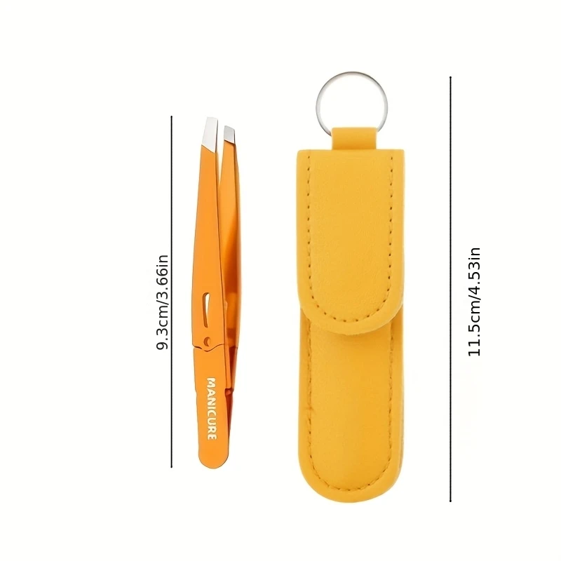 Professional Stainless Steel Tweezers for Eyebrows Eyelids & Facial Hair Removal Slant Tip Beauty Tool with Storage Bag Gifts