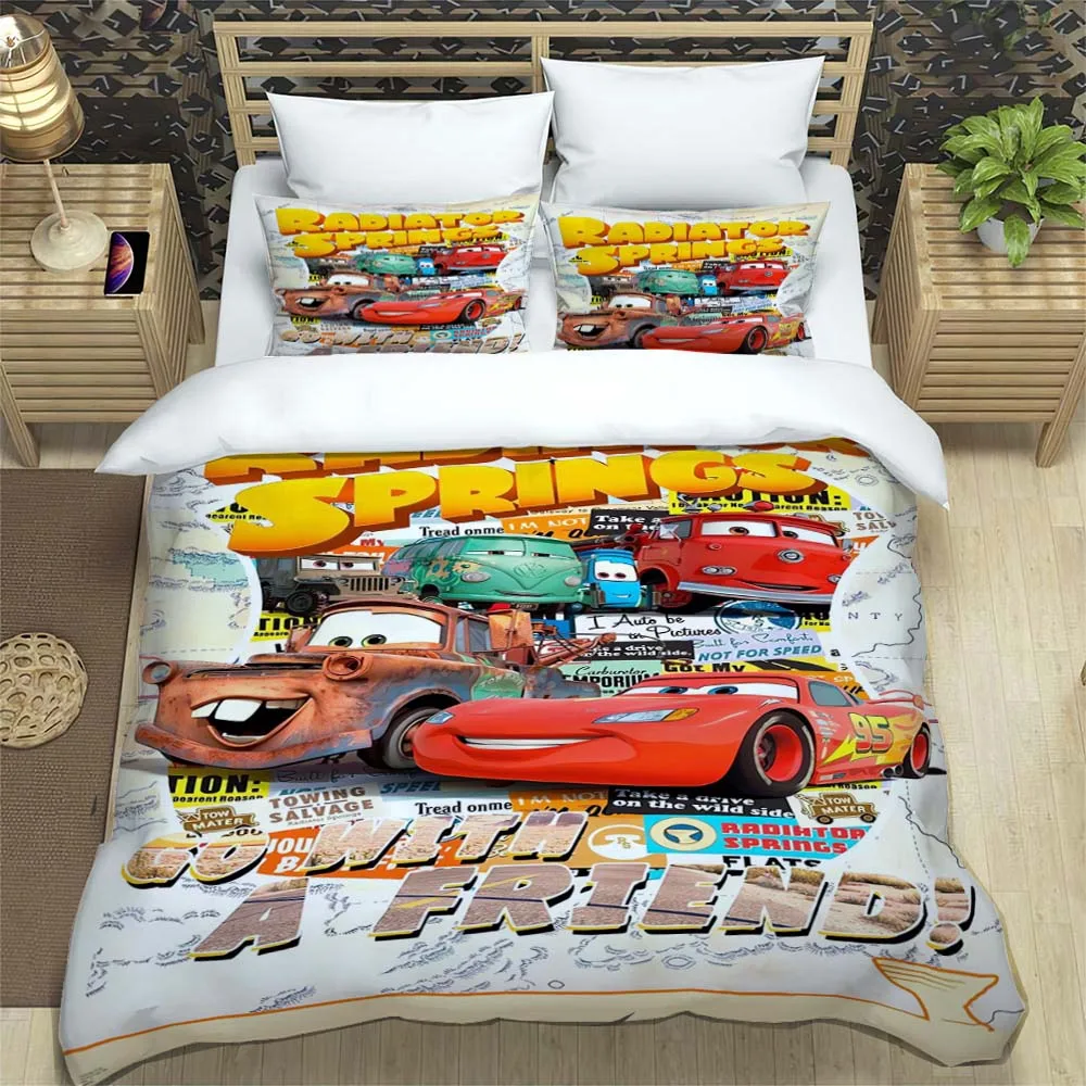 Disney Cartoon Cars Bedding Set Cute Home Decor Pillow Cases Quilt Covers Gifts for Family and Friends Comfortable and Soft