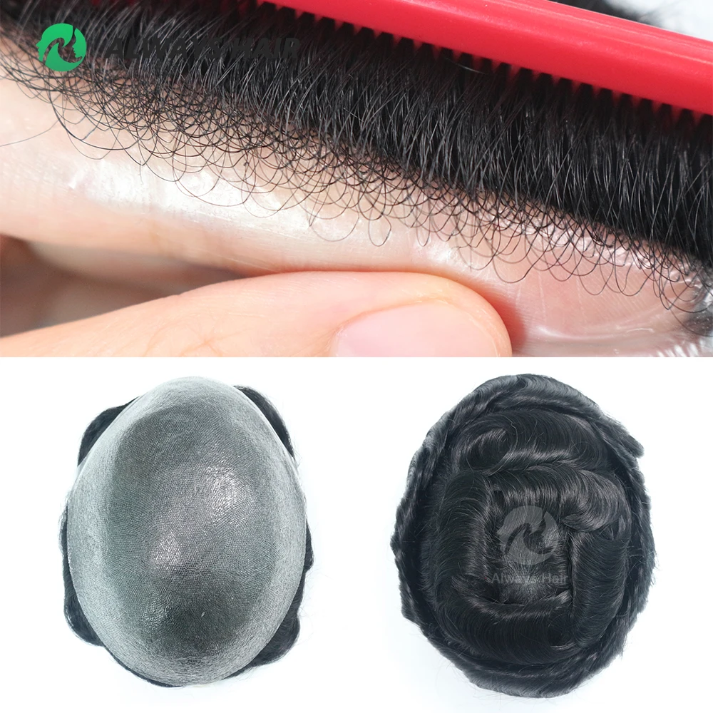 Vô Hình Dây Cột Tóc Tóc Hệ Thống Đơn Vị Cho Nam 0.03-0.04Mm Siêu Mỏng Căn Cứ Toupee Ấn Độ Tóc Mens' Topper tóc Giả