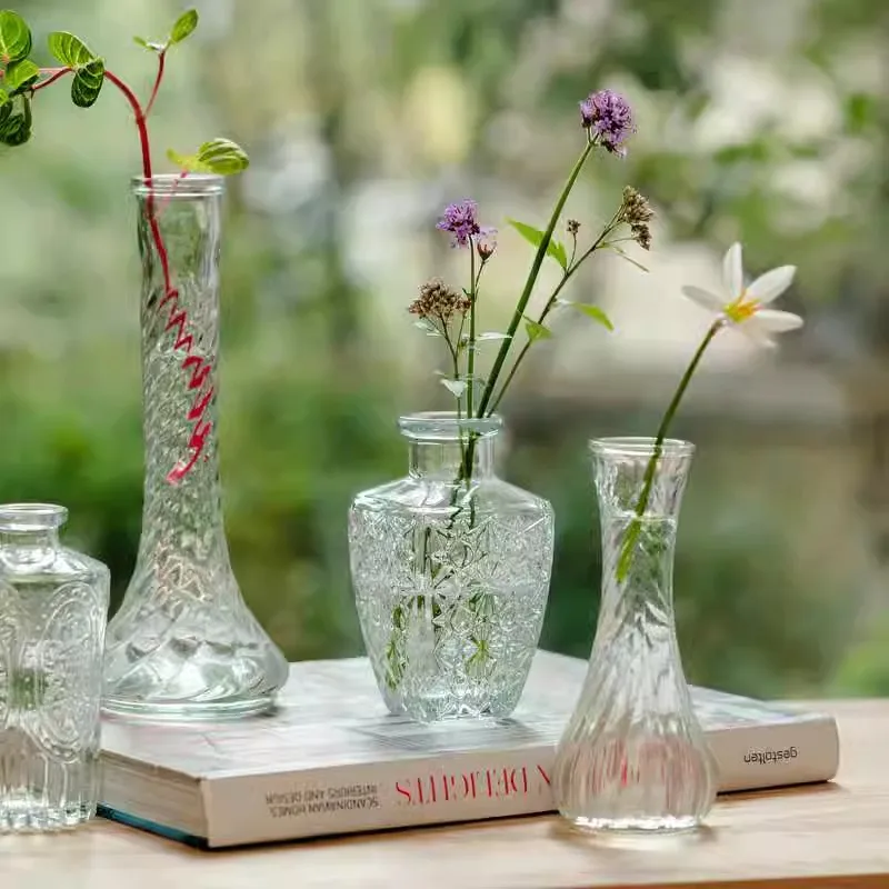 

Mini Vase Glass Nordic Bud Vase Office Terrarium Ins Transparent Hydroponic Flower Plant Living Room Desktop Home Decoration