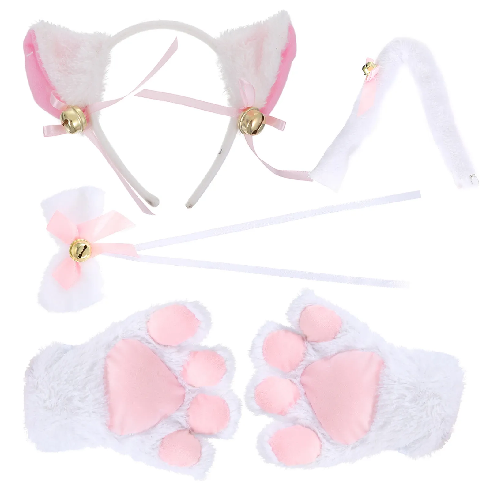 

1Set Cat Costume Set Hair Hoop Paw Tail Bow Tie for Women Cosplay Masquerade Festival Party Role Playing Performance