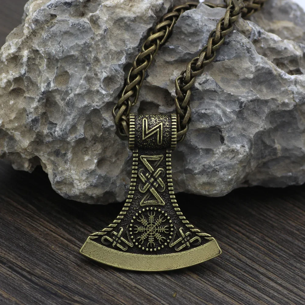 Odin Hammer Necklaces Men Thor's Axe Pendant Vikings Vegvisir Rune Amulet Norse Mythology Scandinavian Jewelry Gift