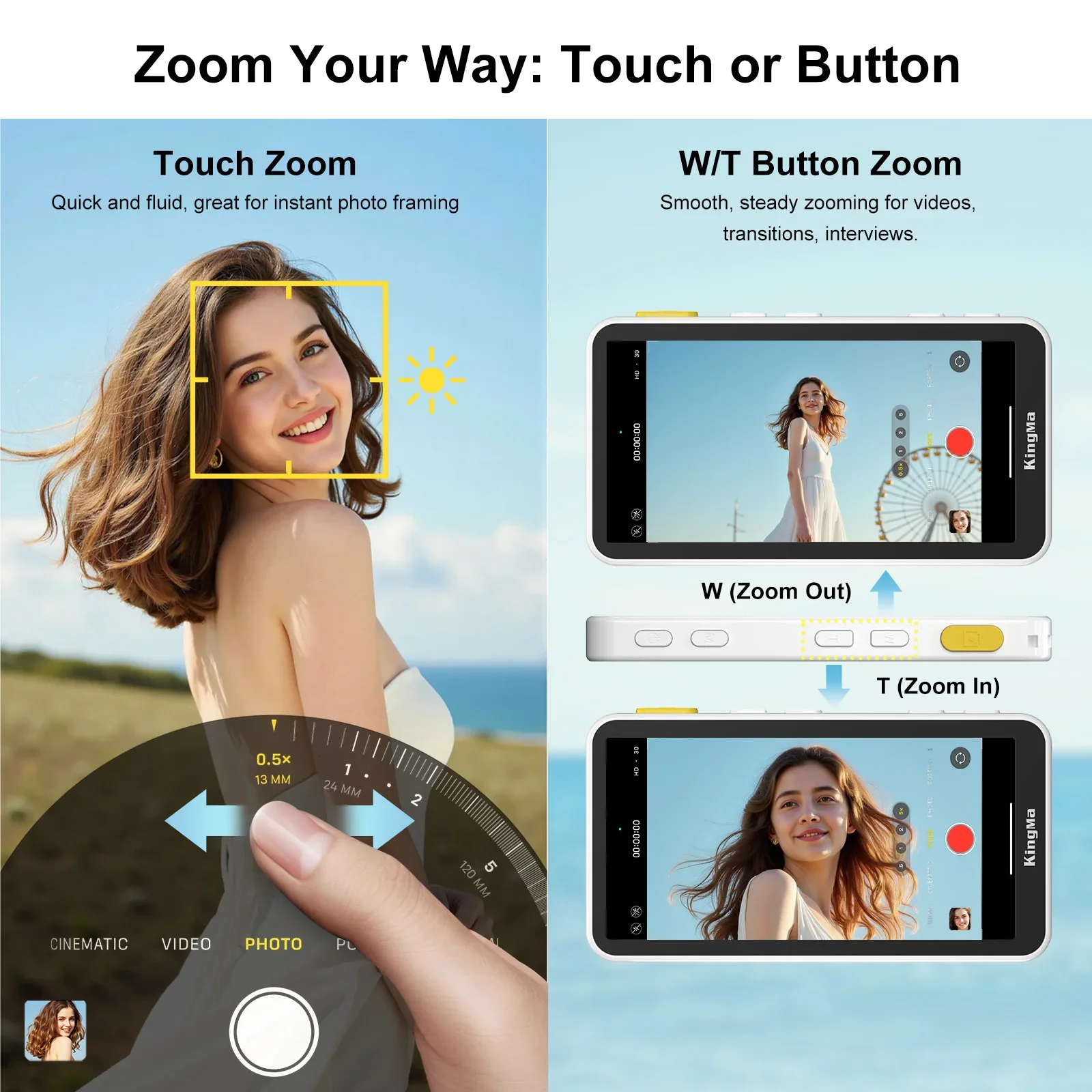 PH02 Ultra Magsafe Magnetic Touch Screen Monitor Wireless Video Transmission Kit for Vlog TikTok Selfie with Phone Rear Camera