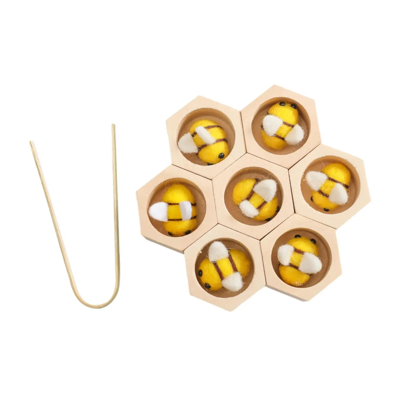 Wooden Beehive Sorting Matching Toy for Toddlers Montessori Clamp Bee Game Educational Color Recognition Preschool Learning Gift