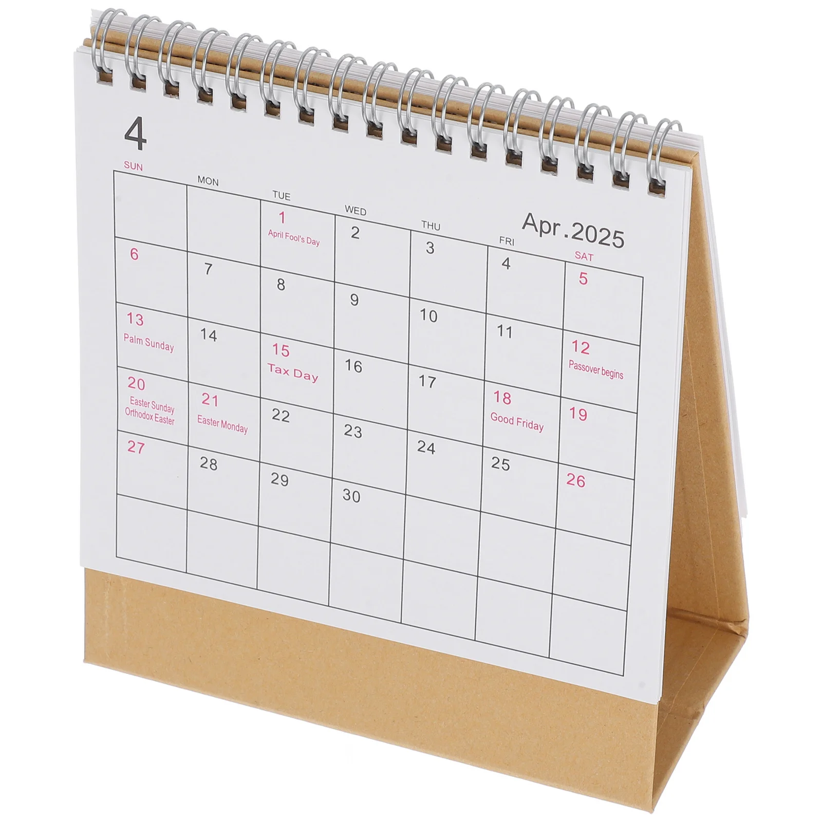 

2025 English Desk Calendar Minimalist Monthly Planner Standing Flip Calendar Small Wire Bound Desktop for Office Home